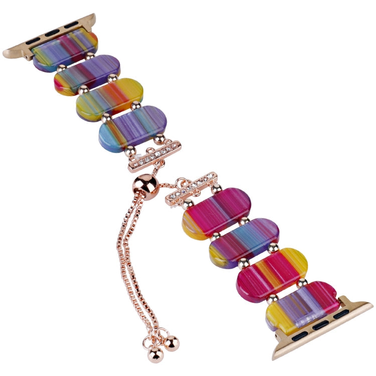 Frerndorf | Für Apple Watch Series 8 45mm Harz Teleskop Kette Uhrenarmband (Regenbogen)