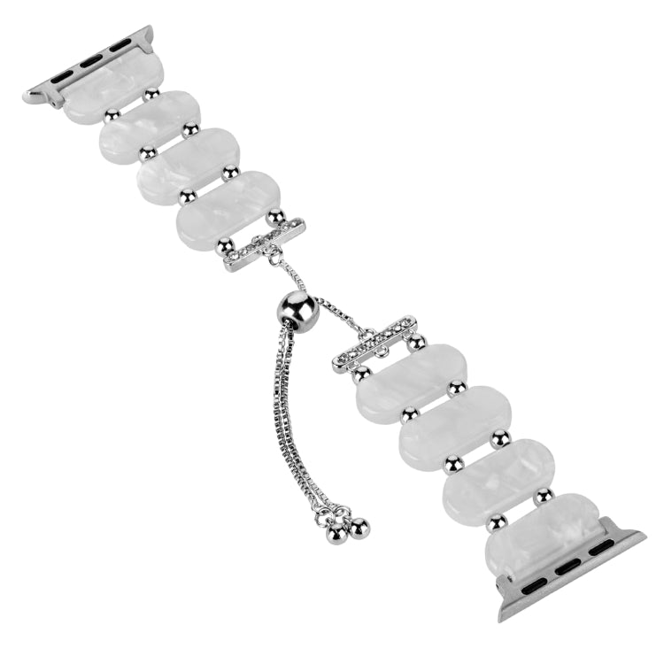 Frendorf | Für die Apple Watch Series 7 41mm Harz Teleskop Kettenuhrarmband (Perlweiß)