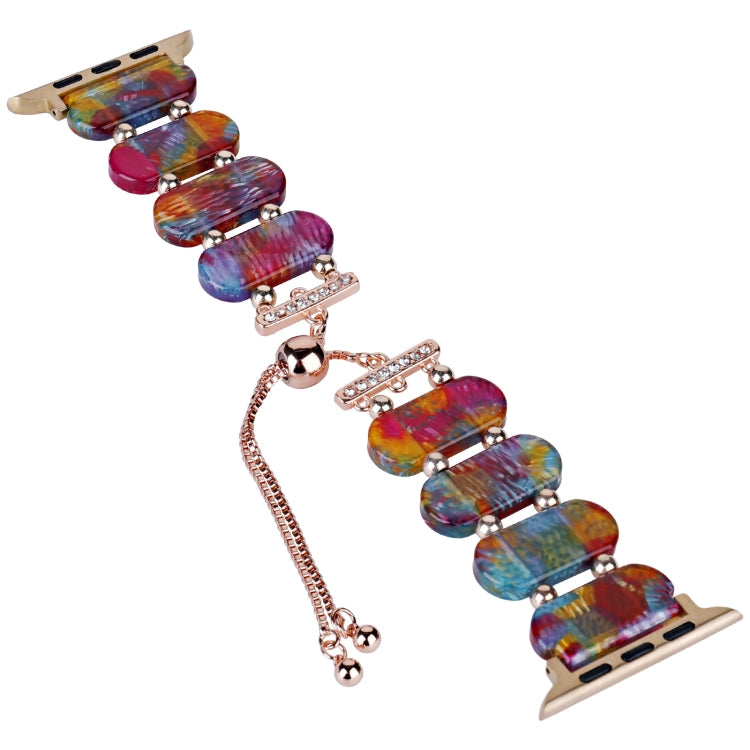 Frendorf | Für Apple Watch Series 7 41mm Harz ausziehbare Kettenarmband (Perlmutt Regenbogen)
