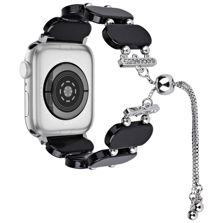 Frendorf | Für Apple Watch Series 7 45mm Harz ausziehbare Kette Armband (Schwarz)