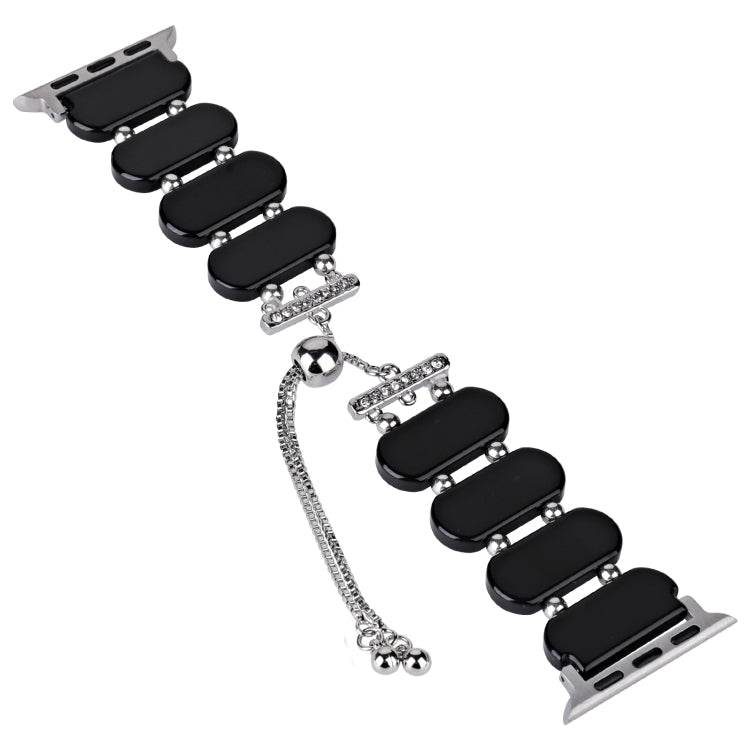 Frendorf | Für Apple Watch Series 7 45mm Harz ausziehbare Kette Armband (Schwarz)