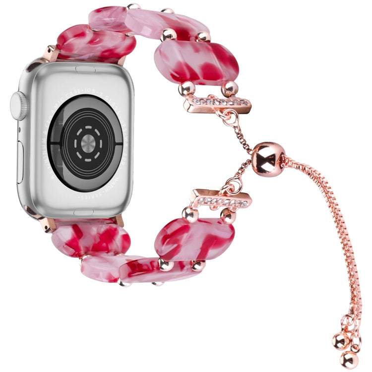 Frendorf | Für Apple Watch Series 7 45mm Harz Teleskop Ketten Armband (Rosarot)