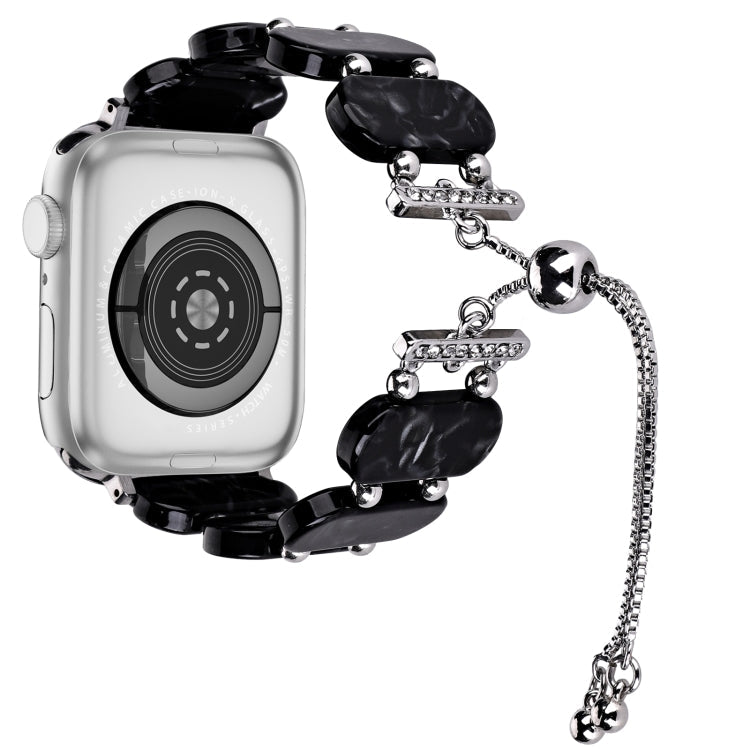 Frendorf | Für Apple Watch SE 44mm Harz Ausziehbare Kette Uhr Band (Schwarze Blume)