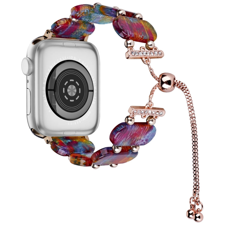 Frendorf | Für Apple Watch SE 44mm Harz Teleskop Kettenarmband (Perlmutt Regenbogen)