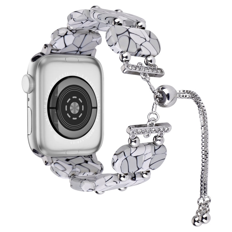 Frendorf | Für Apple Watch Series 6 44mm Harz Teleskop Kettenarmband (Risse)