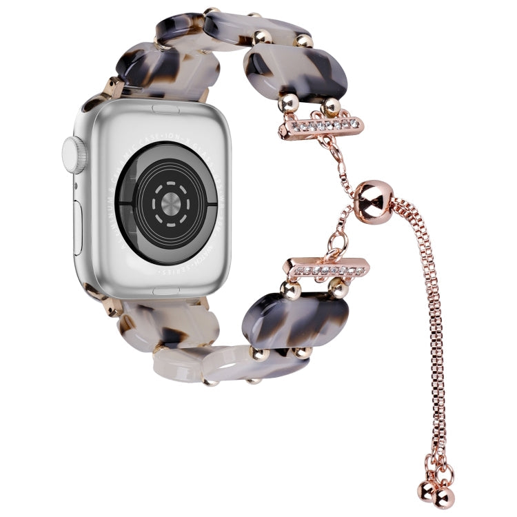 Frendorf | Für Apple Watch Series 6 44mm Harz Ausziehbare Kette Uhrband (Braun Weiß)