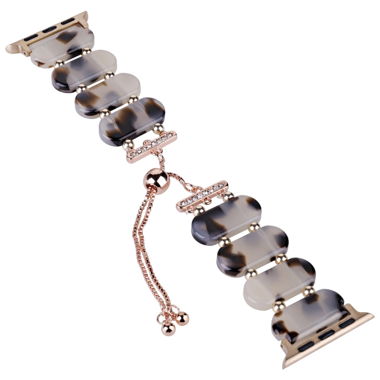 Frendorf | Für Apple Watch Series 6 44mm Harz Ausziehbare Kette Uhrband (Braun Weiß)