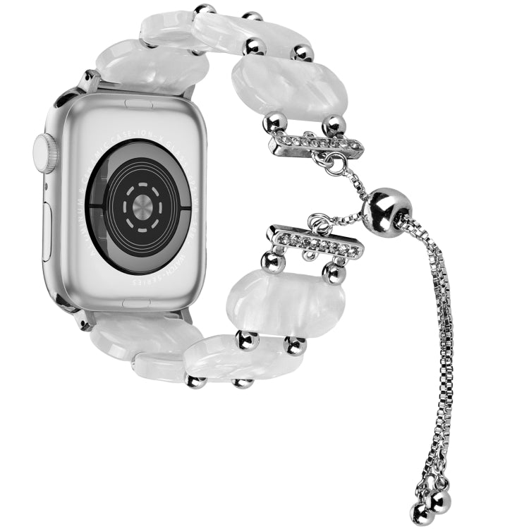 Frendorf | Für Apple Watch Series 5 40mm Harz Teleskop Kette Uhr Band (Perlweiß)