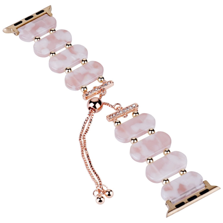 Frendorf | Für Apple Watch Series 3 42mm Harz Teleskop Ketten Armband (Rosa Blume)