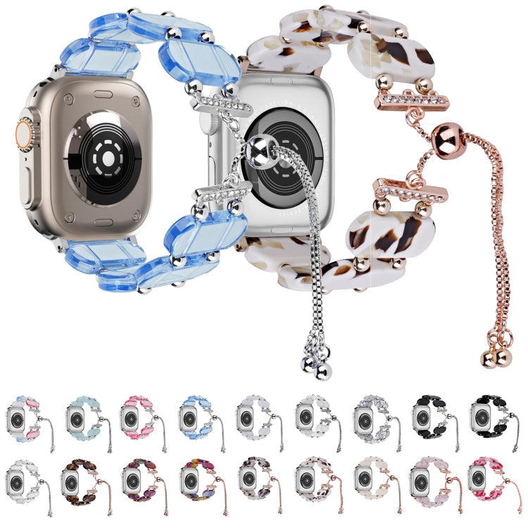 Frendorf | Für Apple Watch Series 6 44mm Harz Ausziehbare Kette Uhrband (Braun Weiß)