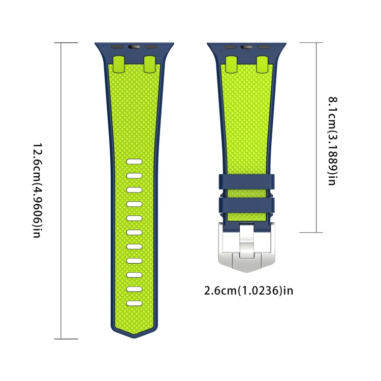 Frendorf | Für Apple Watch Series 3 42mm Eichen-Silikon-Uhrenarmband (Blau Limette)