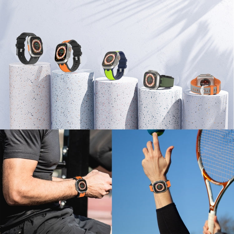 Frendorf | Für Apple Watch Series 3 42mm Eichen-Silikon-Uhrenarmband (Blau Limette)