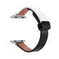 Frendorf | Für Apple Watch SE 2023 44mm Slim Magnetische Schnalle Echtes Leder Uhrenarmband (Einfach Schwarz Beige)
