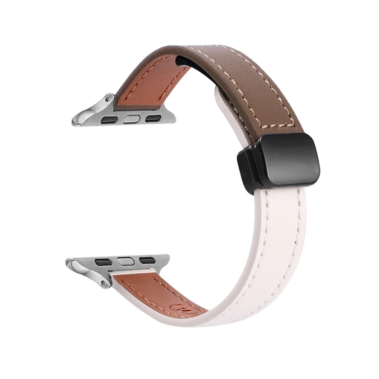 Frerndorf | Für Apple Watch Ultra 2 49mm Slim Magnetic Buckle Echtes Leder Uhrenarmband (Einfarbig Beige Kaffee)