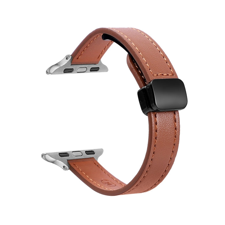 Frerndorf | Für Apple Watch Ultra 49mm Slim Magnetic Buckle Echte Leder Uhrband (Einfach Braun)