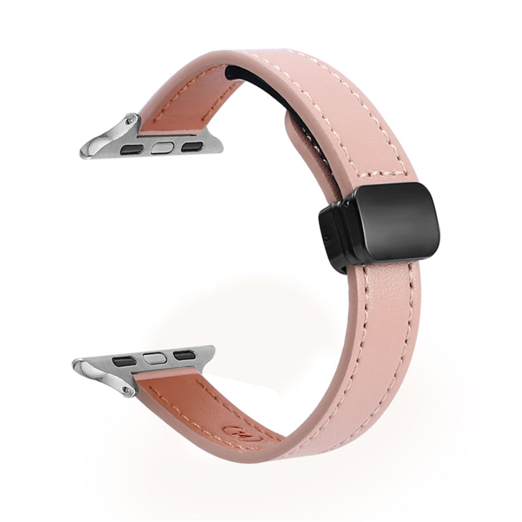 Frerndorf | Für Apple Watch Ultra 49mm Slim Magnetic Buckle Echte Leder Uhrband (Einfach Pink)
