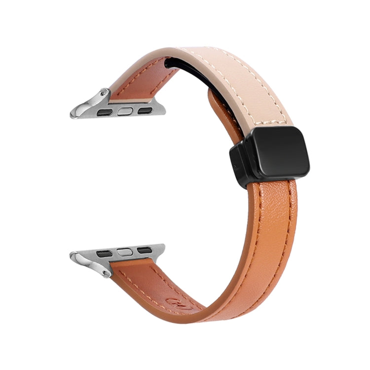 Frendorf | Für Apple Watch SE 2022 40mm Slim Magnetic Buckle Echtes Leder Uhrenarmband (Einfarbig Orange Aprikose)