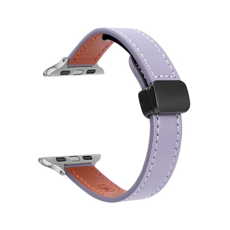 Frendorf | Für Apple Watch Series 5 40mm Slim Magnetic Buckle Echtes Leder Uhrenarmband (Einfarbig Lila)