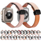 Frendorf | Für Apple Watch Series 4 40mm Slim Magnet Schnalle Echtleder Uhrband (Litchi Aprikose)
