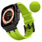 Frerndorf | Für Apple Watch Series 9 45mm Stein Grain Flüssigsilikon Armband (Schwarz Grün)