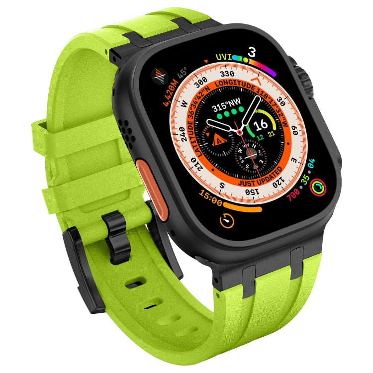 Frerndorf | Für Apple Watch Series 9 45mm Stein Grain Flüssigsilikon Armband (Schwarz Grün)