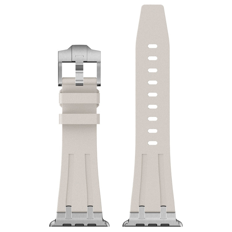 Frendorf | Für Apple Watch Series 6 44mm Steinmaserung Liquid-Silikon-Uhrenarmband (Silber Starlight)