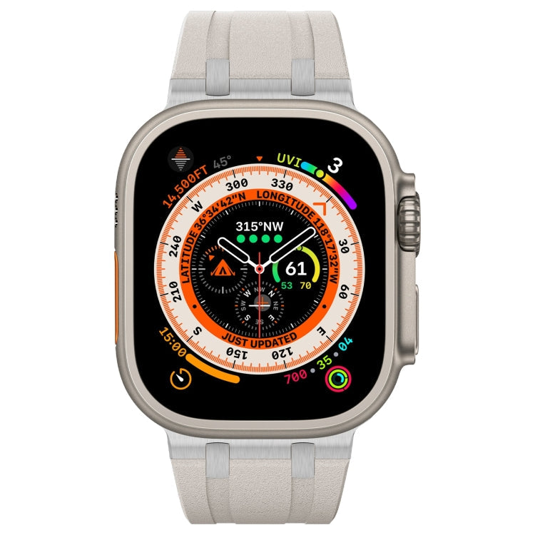 Frendorf | Für Apple Watch Series 6 44mm Steinmaserung Liquid-Silikon-Uhrenarmband (Silber Starlight)