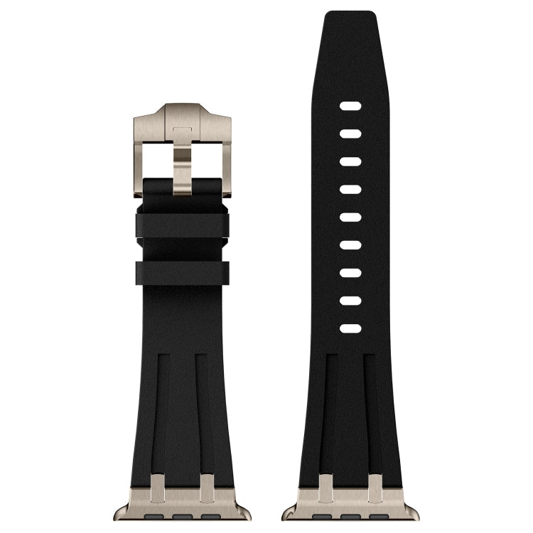 Frendorf | Für Apple Watch Series 2 42mm Stein Struktur Flüssigsilikon Uhrenarmband (Titan Schwarz)