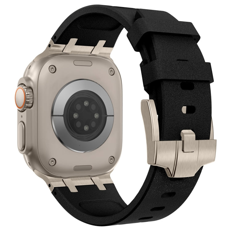 Frendorf | Für Apple Watch Series 2 42mm Stein Struktur Flüssigsilikon Uhrenarmband (Titan Schwarz)