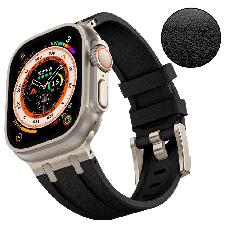 Frendorf | Für Apple Watch Series 2 42mm Stein Struktur Flüssigsilikon Uhrenarmband (Titan Schwarz)