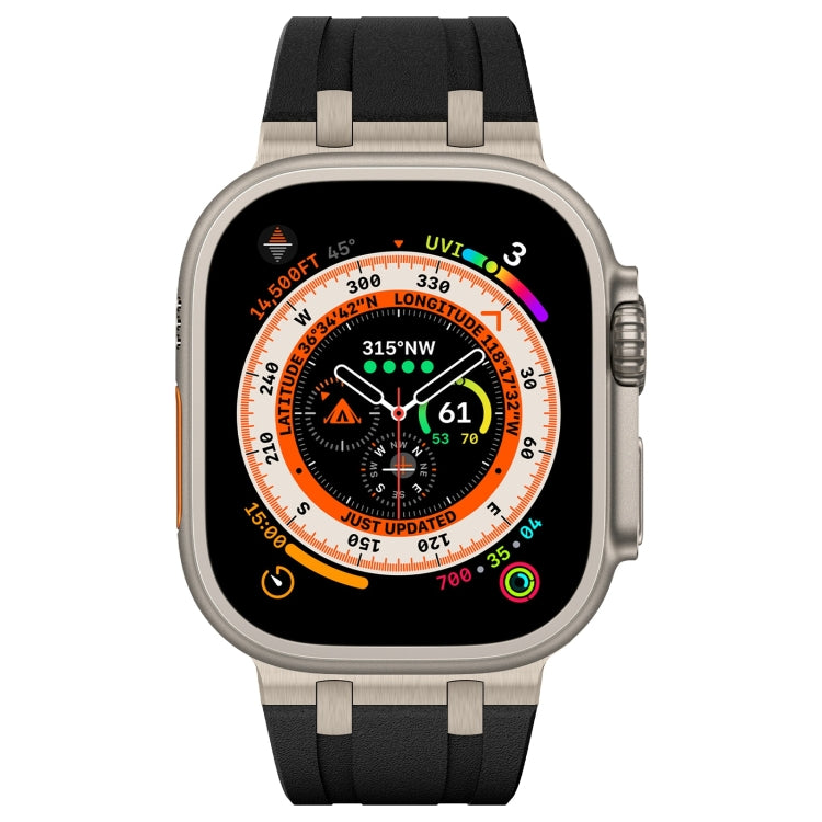 Frendorf | Für Apple Watch Series 2 42mm Stein Struktur Flüssigsilikon Uhrenarmband (Titan Schwarz)