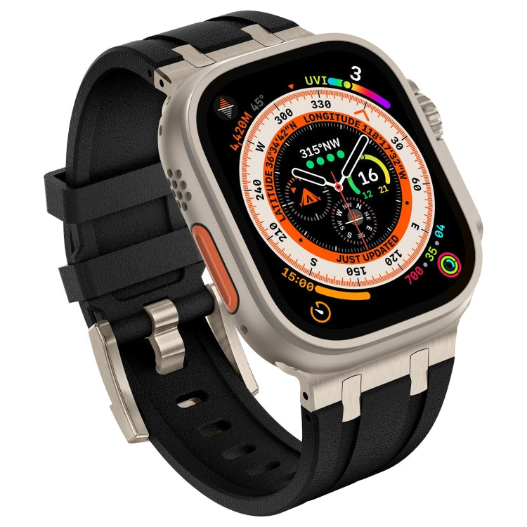 Frendorf | Für Apple Watch Series 2 42mm Stein Struktur Flüssigsilikon Uhrenarmband (Titan Schwarz)