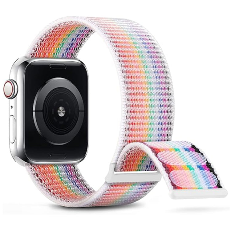 Frerndorf | Für Apple Watch Series 9 45mm Doppelschlaufe Nylon Armband (Regenbogen)