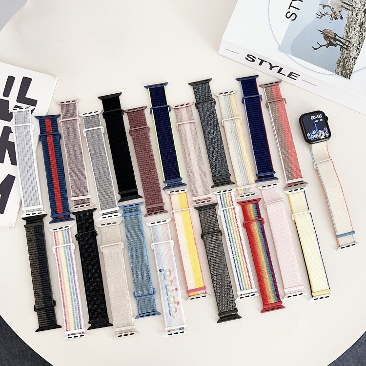Frendorf | Für Apple Watch Series 2 42mm Doppelte Haken- und Schlaufen-Nylon-Uhrband (Dunkel Schwarz)