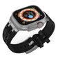 Frendorf | Für Apple Watch SE 2023 40mm Krokodiltextur Flüssigsilikon-Uhrenarmband (Silber Schwarz)