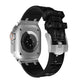 Frendorf | Für Apple Watch SE 2023 40mm Krokodiltextur Flüssigsilikon-Uhrenarmband (Silber Schwarz)