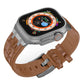 Frerndorf | Für Apple Watch Series 9 45mm Krokodilstruktur Flüssigsilikon Armband (Silber Gelb Braun)