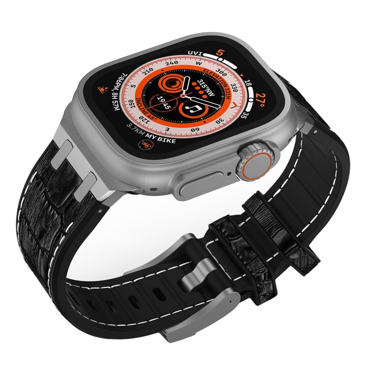 Frendorf | Für Apple Watch SE 40mm Krokodil Struktur Flüssigsilikon Uhrenarmband (Silber Weiß Schwarz)