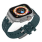Frendorf | Für Apple Watch SE 40mm Krokodilstruktur Flüssigsilikon-Uhrenarmband (Silber Dunkelgrün)