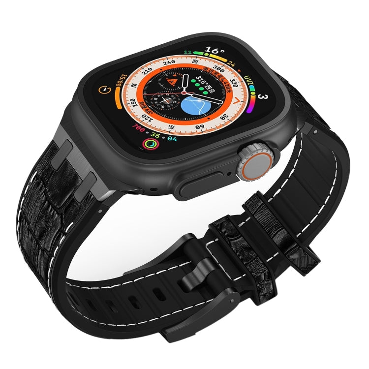 Frendorf | Für Apple Watch Series 5 40mm Krokodiltextur Flüssigsilikon-Uhrenarmband (Schwarz Weiß Schwarz)