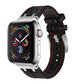 Frendorf | Für Apple Watch Series 5 40mm Krokodilleder Textur Flüssigsilikon Armband (Silber Rot Schwarz)