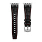 Frendorf | Für Apple Watch Series 5 40mm Krokodilleder Textur Flüssigsilikon Armband (Silber Rot Schwarz)