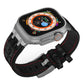 Frendorf | Für Apple Watch Series 5 40mm Krokodilleder Textur Flüssigsilikon Armband (Silber Rot Schwarz)
