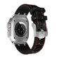 Frendorf | Für Apple Watch Series 5 40mm Krokodilleder Textur Flüssigsilikon Armband (Silber Rot Schwarz)