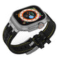 Frendorf | Für Apple Watch Series 5 40mm Krokodil-Textur Flüssig-Silikon-Uhrenarmband (Silber Gelb Schwarz)