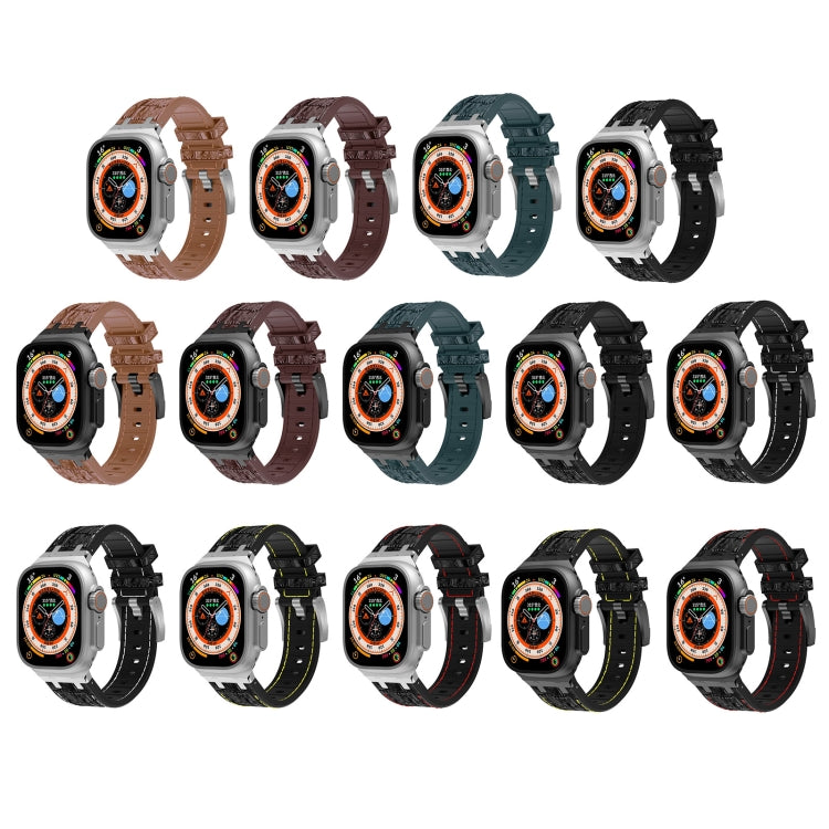 Frerndorf | Für Apple Watch Series 9 45mm Krokodiltextur Liquid Silikon Uhrband(Silber Tiefgrün)