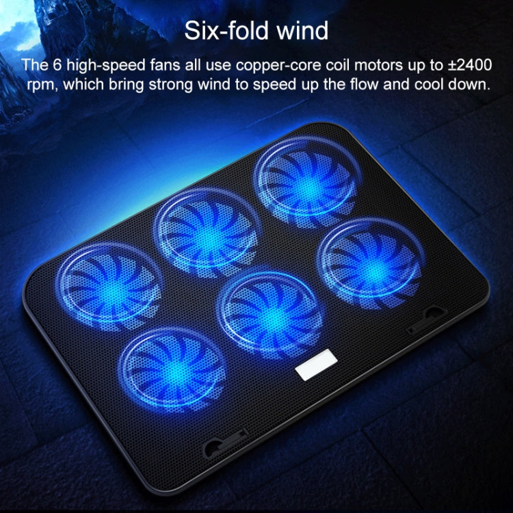 Frendorf | ICE COOREL Notebook-Computer-Basisgeschwindigkeitsregelung Silent Six-Fan-Kühlhalter Kühlregal, Stil: Premium Edition (Charm Powder)