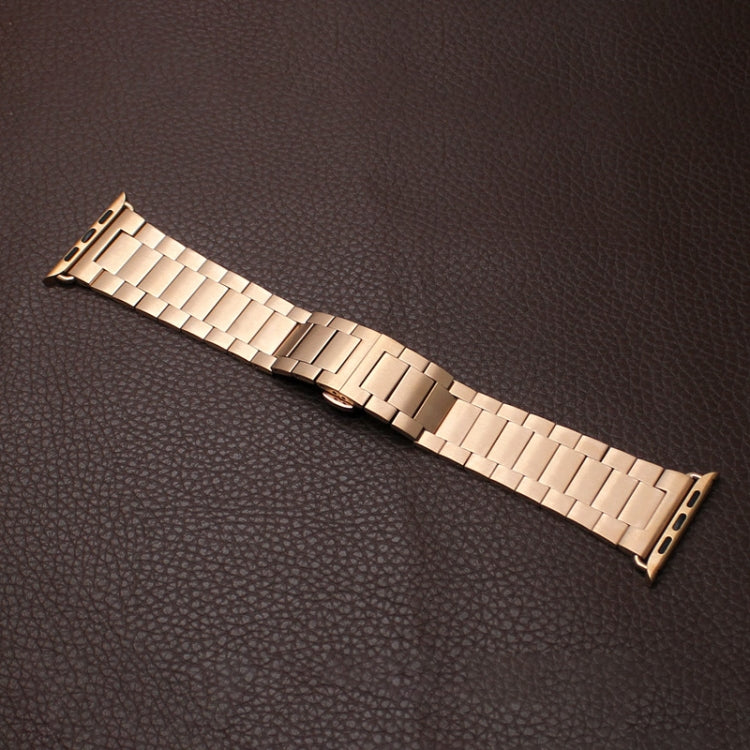Frendorf | Für Apple Watch Series 5 40mm Drei-Perlen Schmetterlingsschnalle Metall Armband (Roségold)