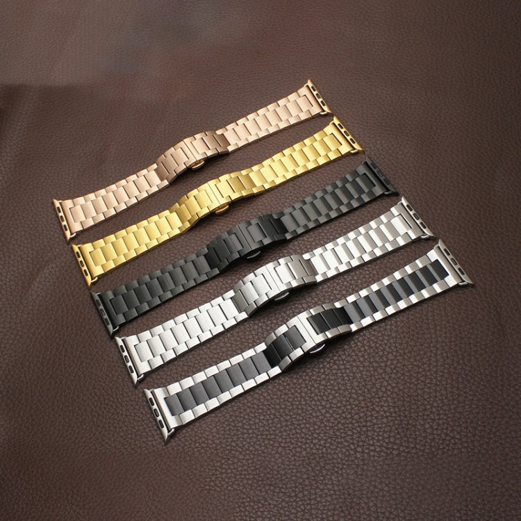 Frendorf | Für Apple Watch Series 5 40mm Drei-Perlen Schmetterlingsschnalle Metall Armband (Roségold)
