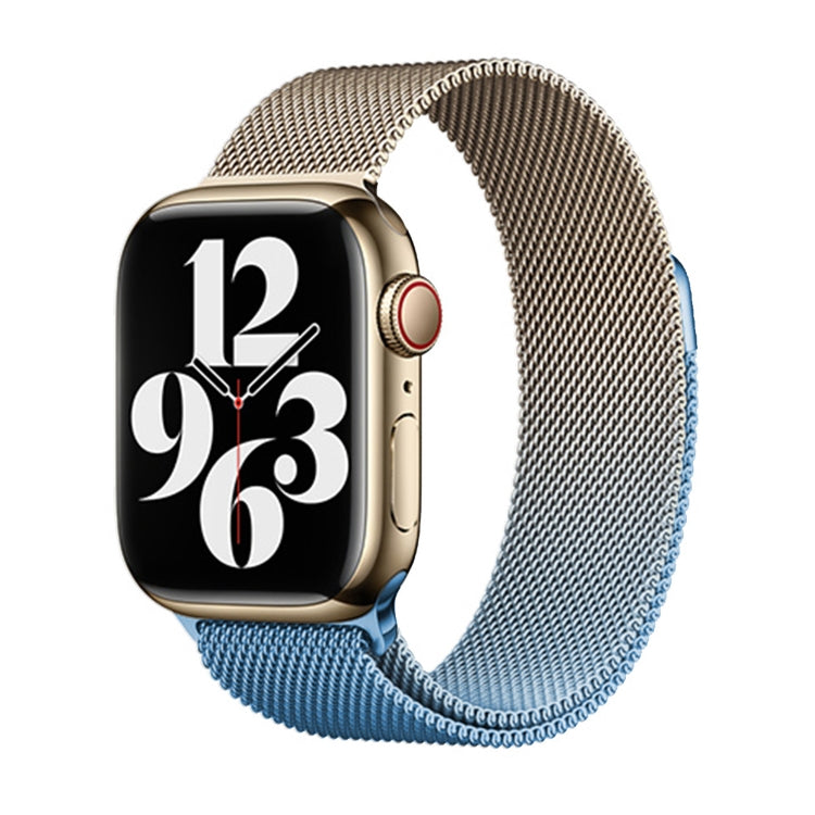 Frendorf | Für Apple Watch SE 2023 40mm Milan Gradient Loop Magnetische Schnalle Uhrenarmband (Gold Blau)